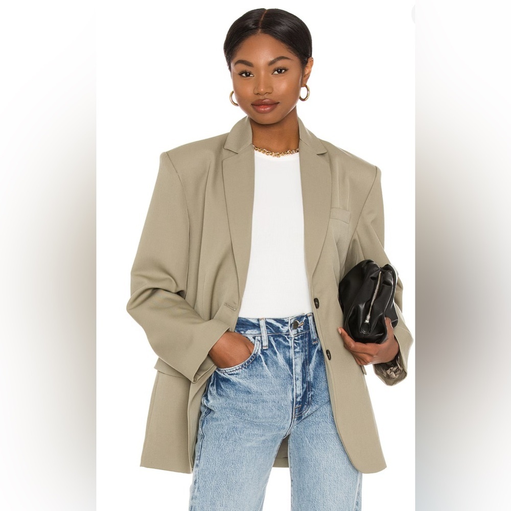 NWT Anine Bing Quinn Blazer in Green Khaki. Size Large.
